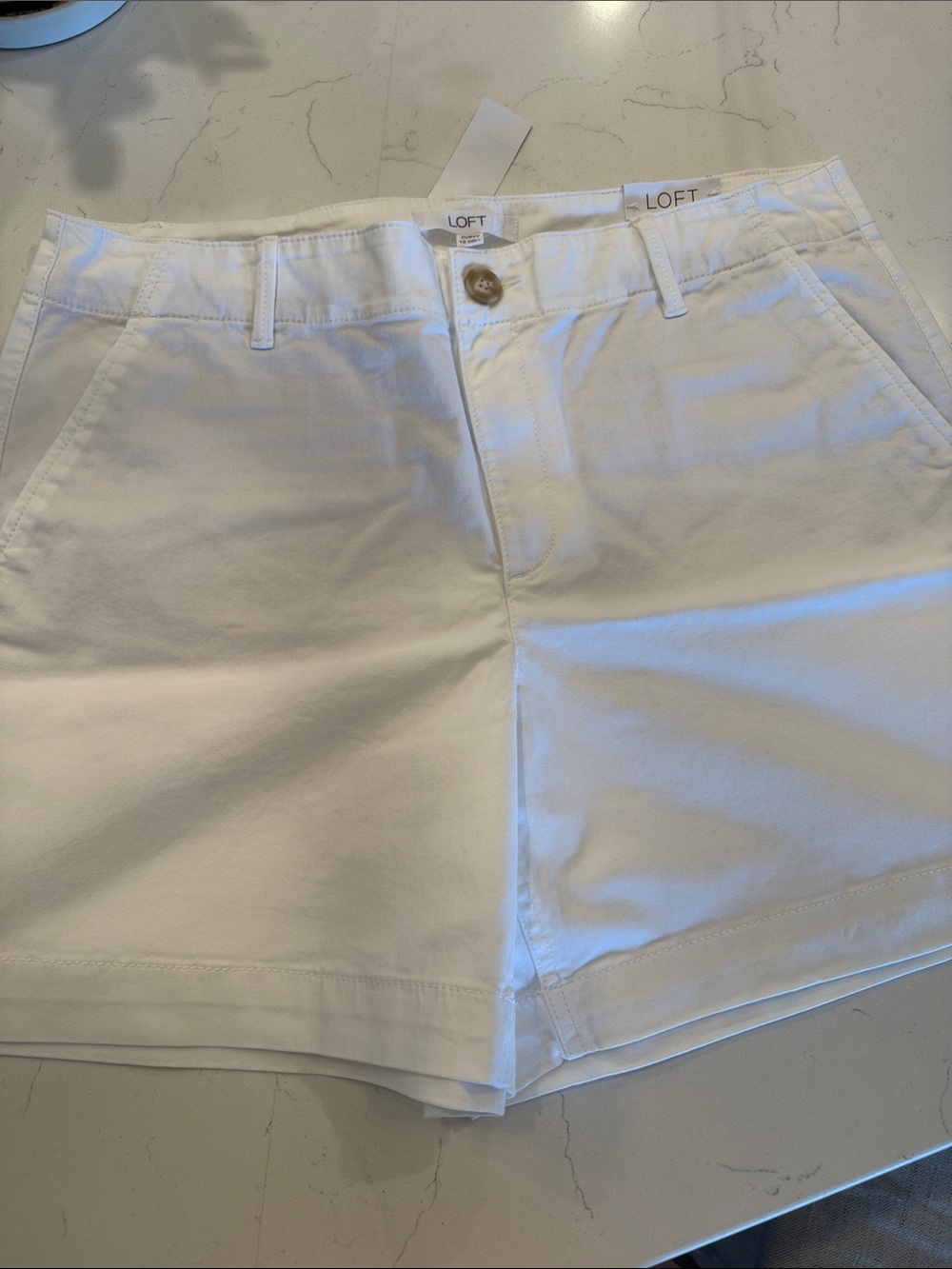 LOFT White Cotton Monroe Shorts with Front Pockets